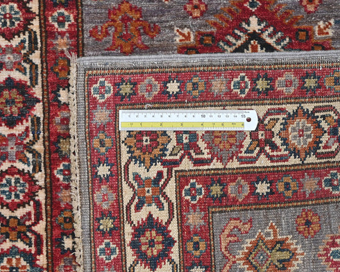 3x4 Gray Kazak Afghan Hand Knotted Geometric Wool Area Rug